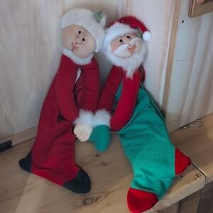Christmas Stocking Lot Mr And Mrs Santa Pair Unique Original By Karoszel